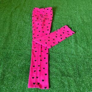 PS from Aeropostale Slim Leg Brigh Pink Black Hearts Stretch Pants Girls Size 12